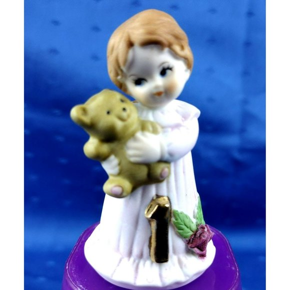 Vintage Enesco Giftware Brunette Kid 1 Birthday Girl Growing Up Girls 1982 - Picture 1 of 9